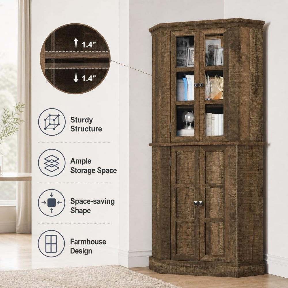 Betterhood Corner Cabinet, 67" Tall Kitchen Pantry Storage Cabinet with ...