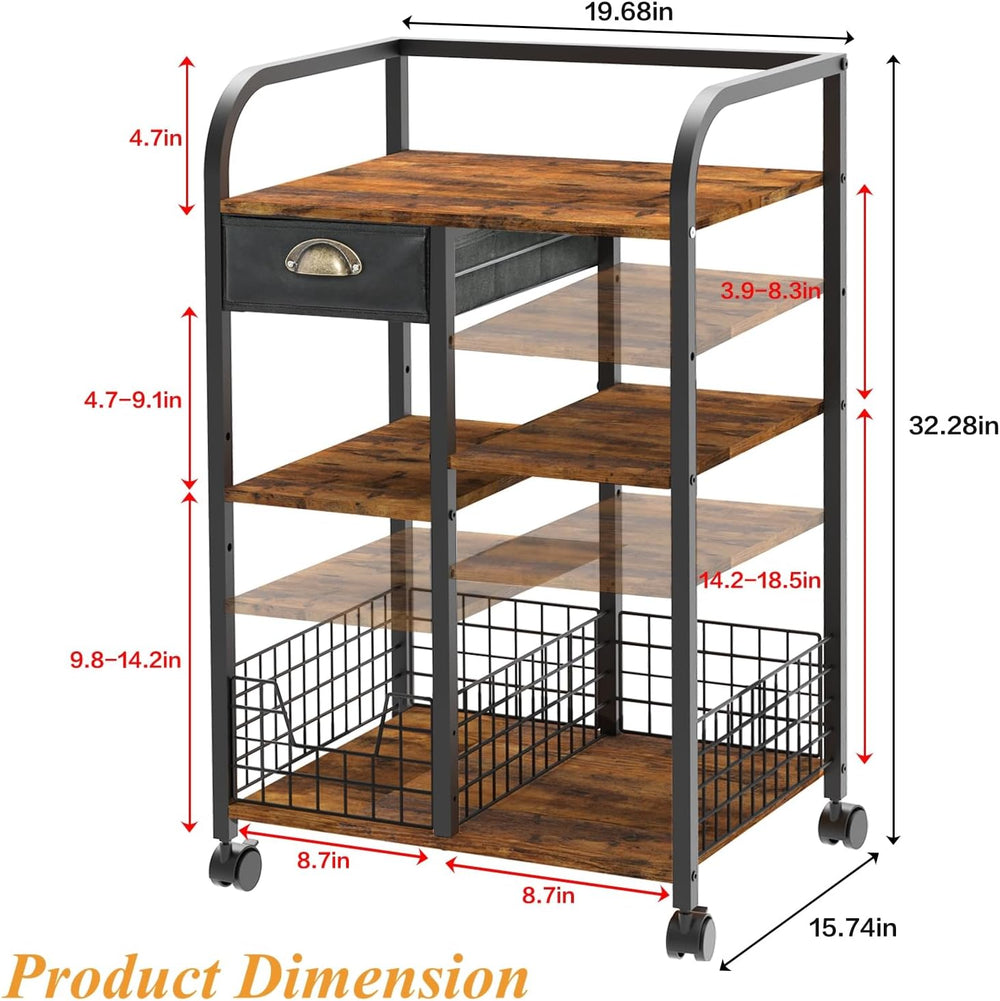 keomaisyto Microwave Cart with Storage, Kitchen Island Cart with Table Top &a...