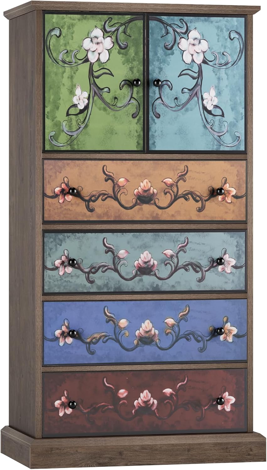 50" H Boho Dresser Vintage Dresser, 4 Drawer Dresser for Bedroom