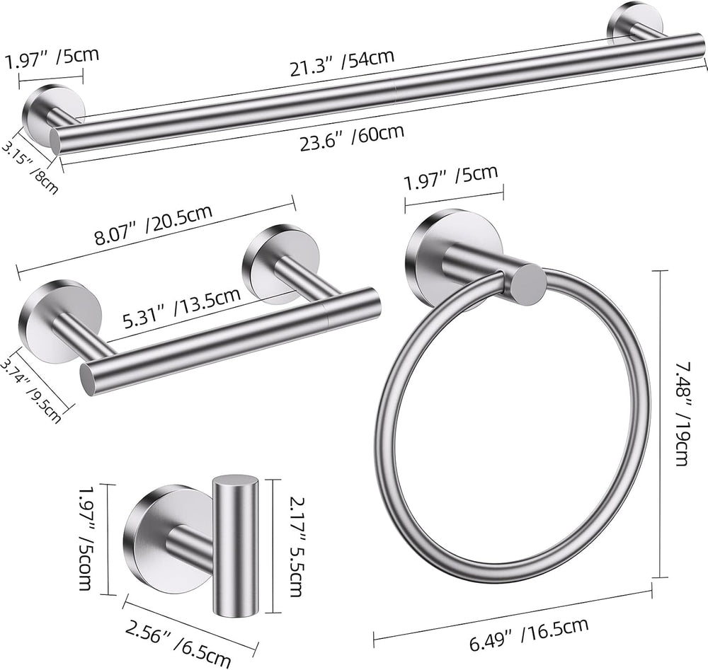 Brushed Nickel Towel Bar Bathroom Hardware Accessories Set, 10 Pieces Upgrade...