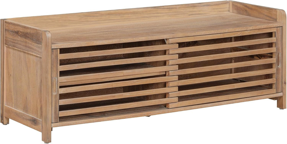 Ball & Cast Entryway Storage Bench with Shutter Doors, 43.3" Wooden ...