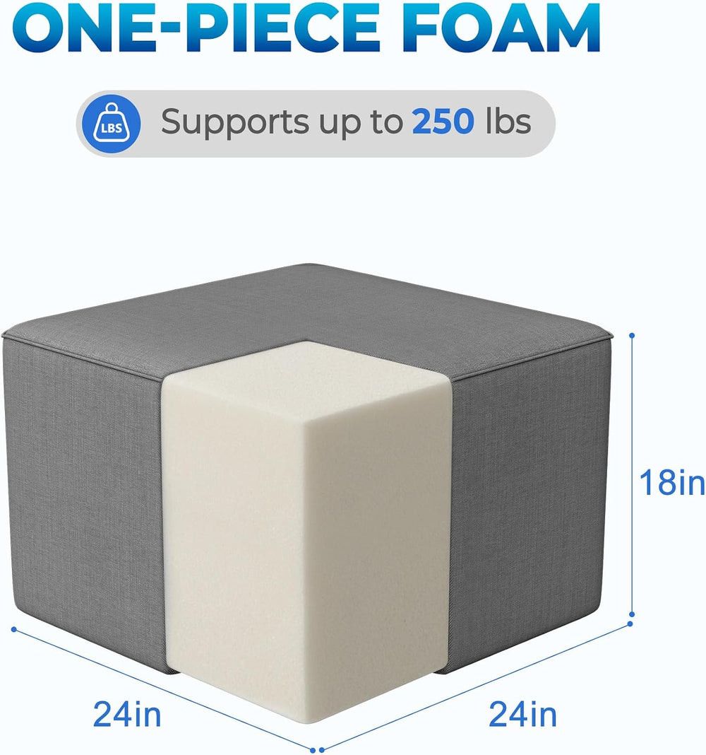 Living&Giving Square Outdoor Ottoman Pouf, 24 Inch Waterproof Patio Ottom...