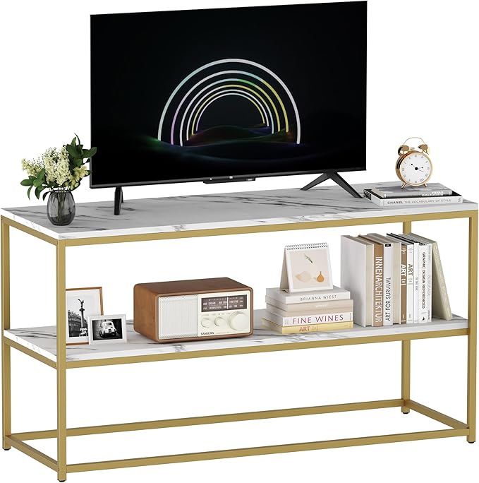 Function Home TV Stand for TVs up to 50 Inch, 2 Tier Entertainment Center, Mo...