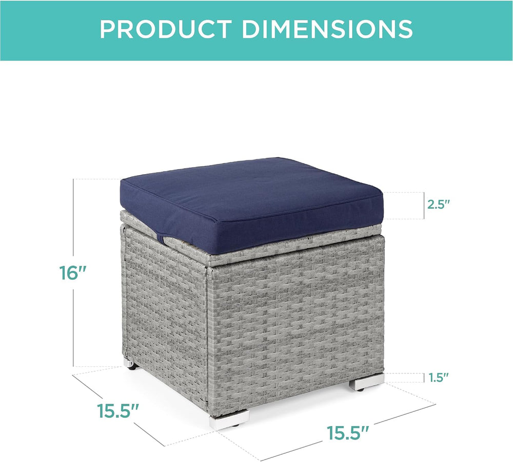 Best Choice Products Set of 2 Wicker Ottomans, Multipurpose Outdoor Furniture...