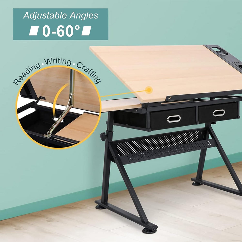 ZENY Drafting Table Art Desk Drawing Table Height Adjustable Artist Table wit...