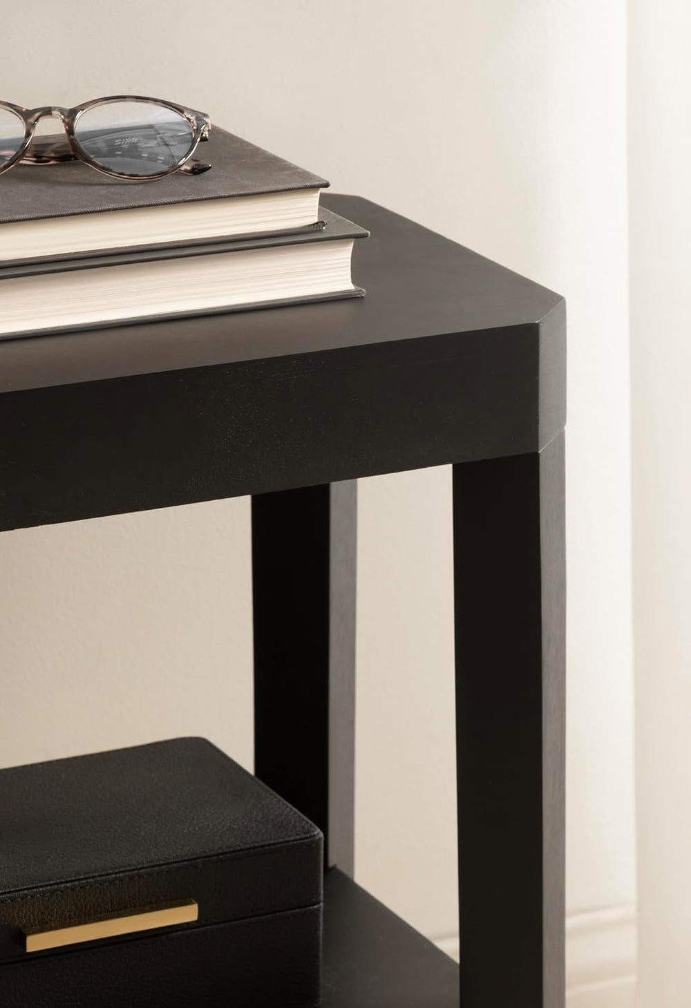 Kate and Laurel Talcott Modern Rectangle Wood Side Table, 16 x 10 x 25, Black...