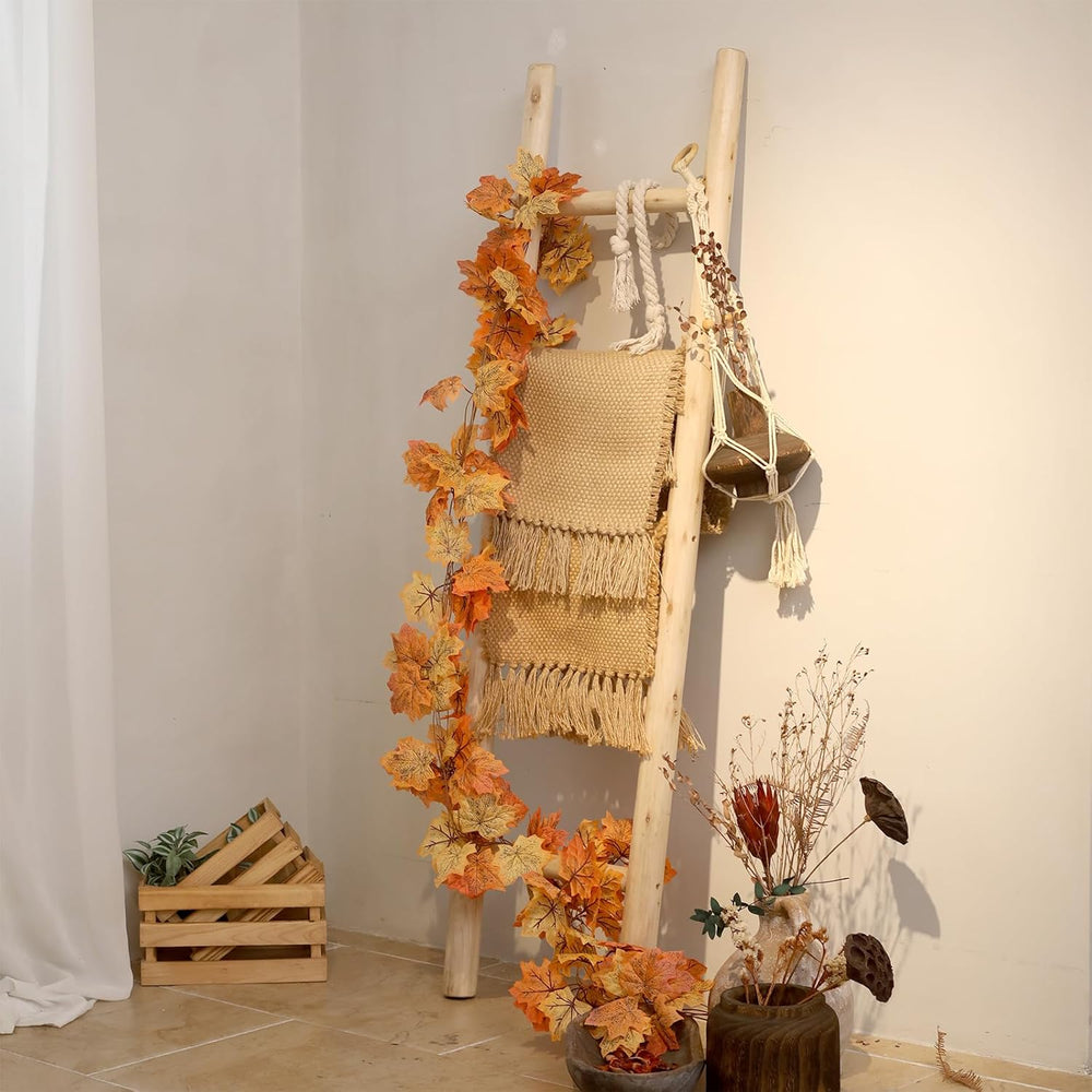 Blanket Ladder, 57in Rustic Solid Wood Decorative Ladder, Natural | Farmhouse...