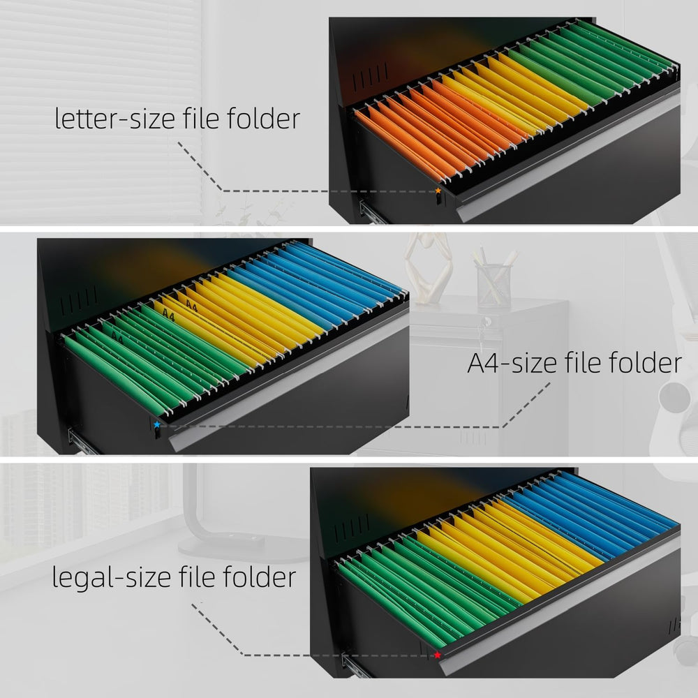 Guizeeopo Metal File Cabinet with Lock, Vertical 4 Drawer File Cabinets for H...