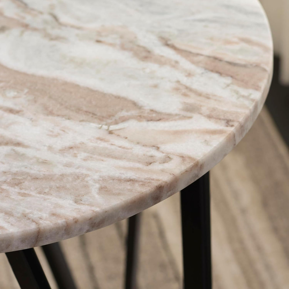 SAFAVIEH Home Collection - Reni Brown Marble & Black Metal Accent Table, ...