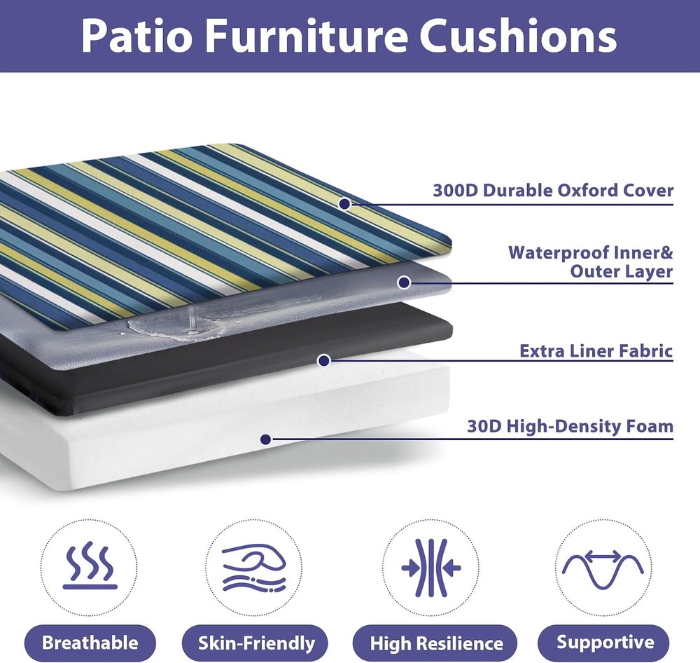 IPYNBAP Outdoor Chair Cushions Set of 4 -Waterproof Outdoor Seat Cushions for...