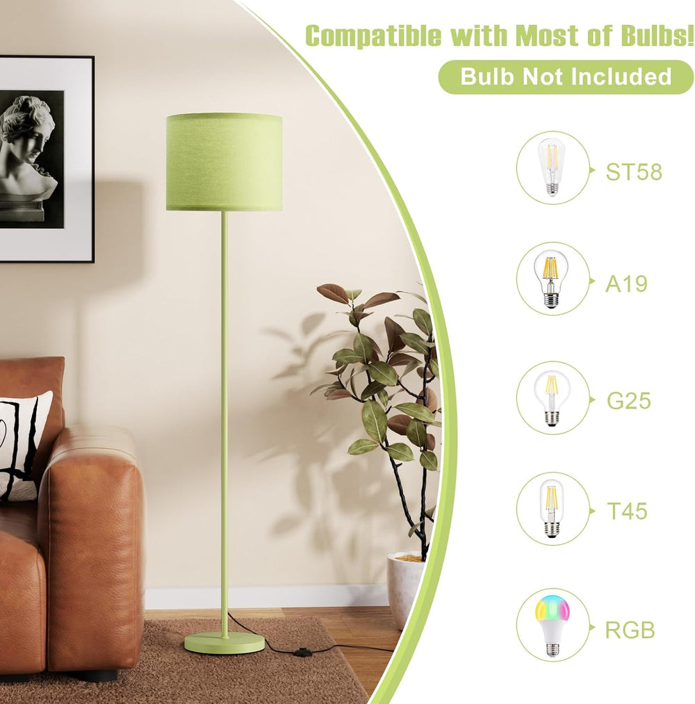 Ambimall 60'' Modern Floor Lamp with Shade, Tall Lamps for Living Roo...