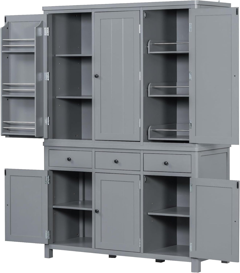 Harper & Bright Designs Kitchen Pantry Storage Cabinet with Door Shelves,...