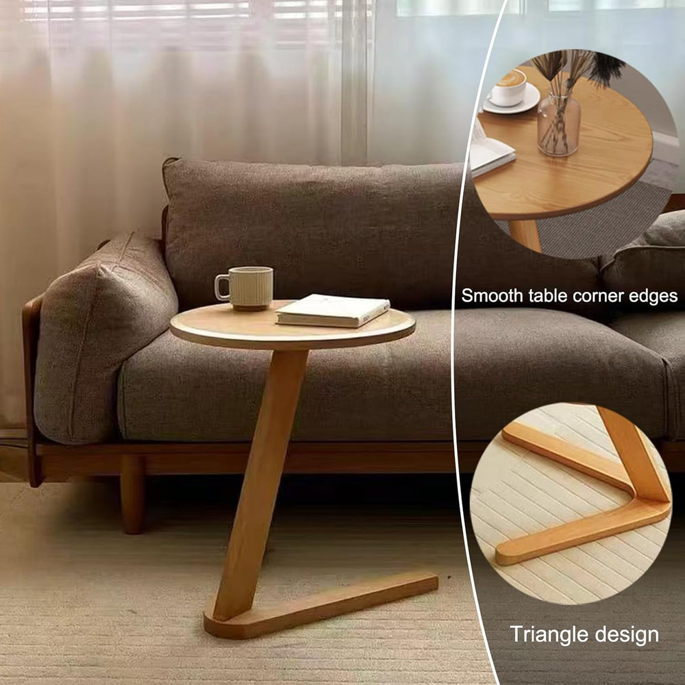 YUNMUARY-C-Shaped Side Table Round Side Tables for Couch Space-Saving Sofa Ta...