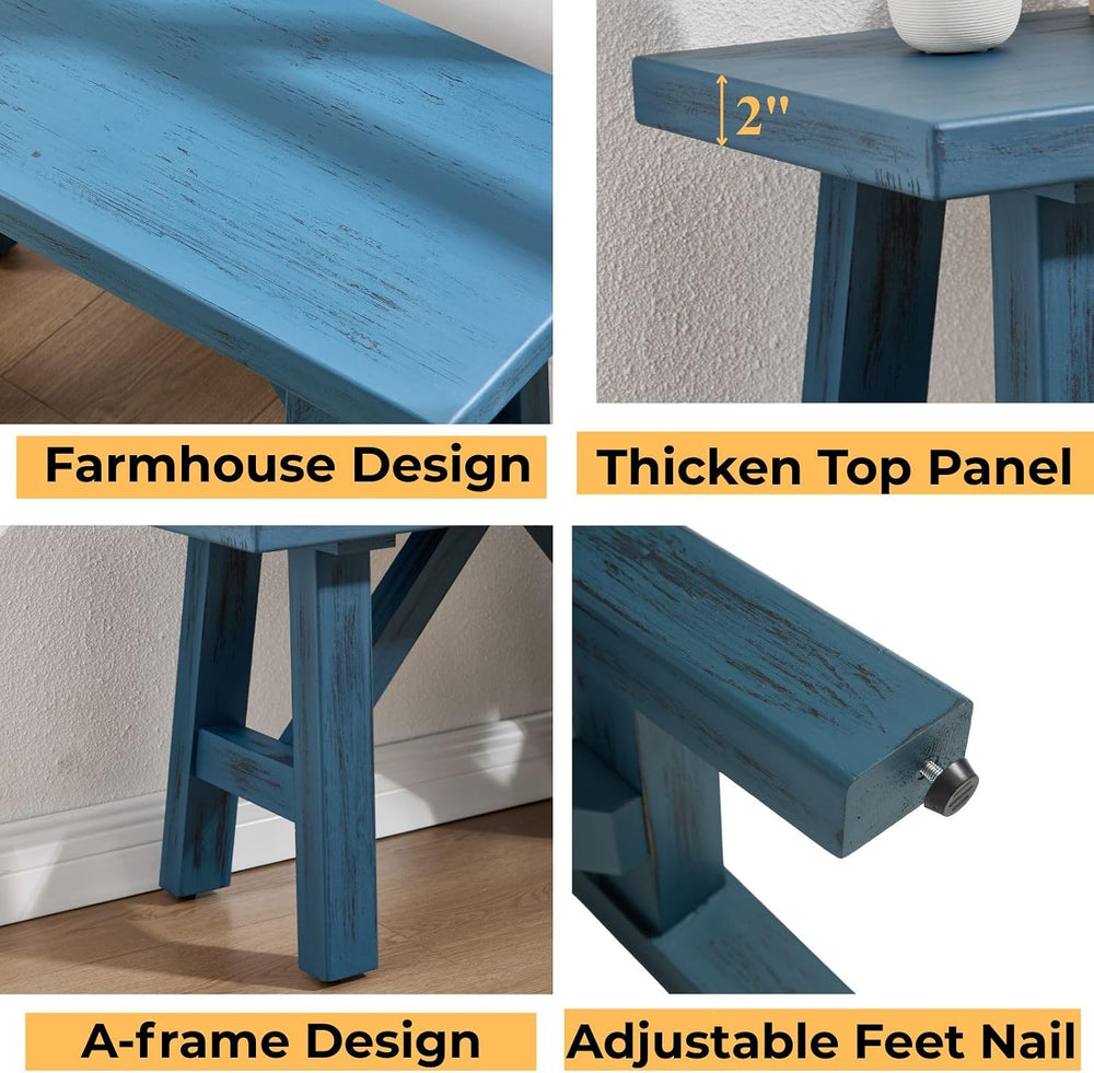 30" Farmhouse Entryway Bench, Rustic Solid Wood Dining Room Bench Small ...