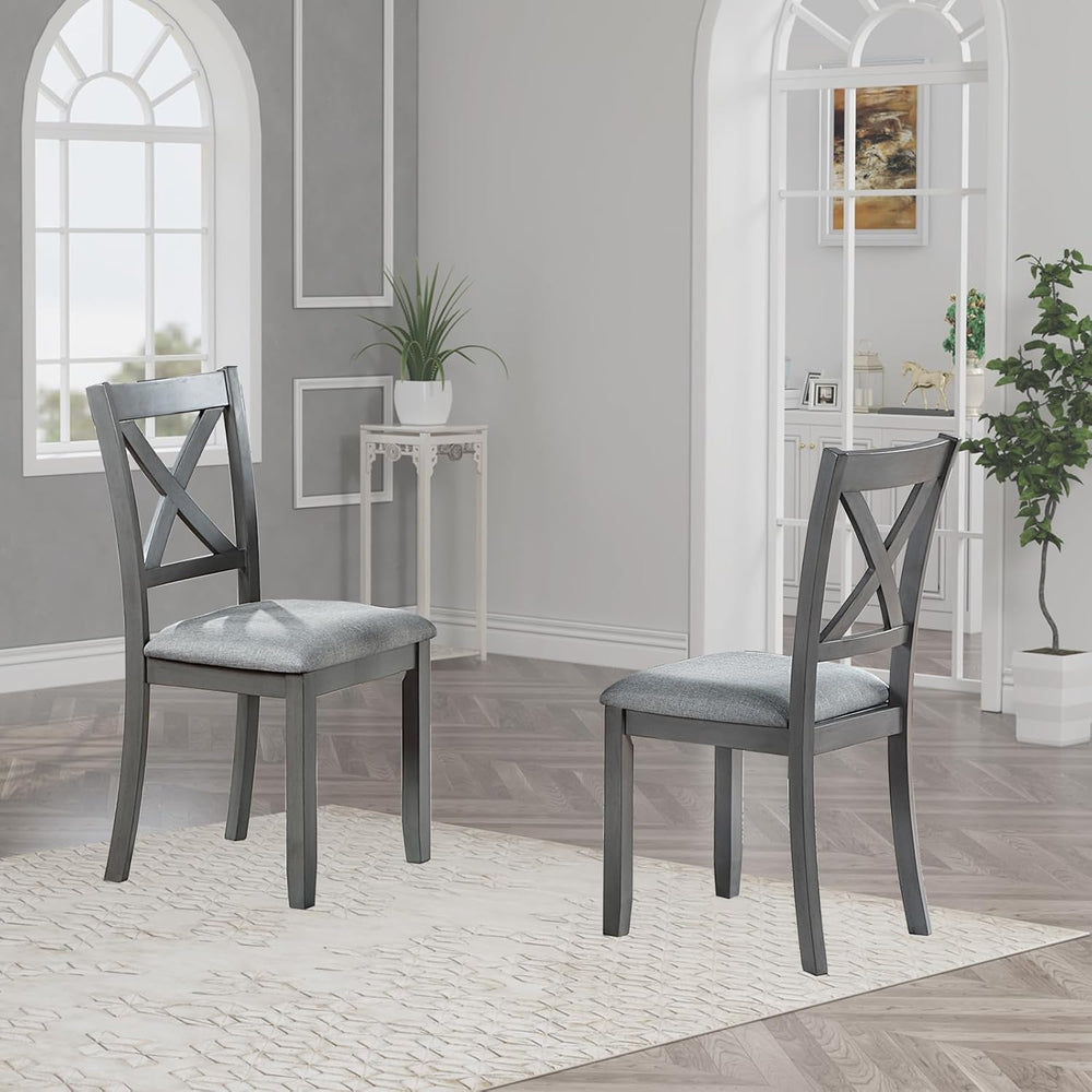 Ball & Cast Wood Frame Dining Chairs Set of 4, Modern Linen Upholstered K...