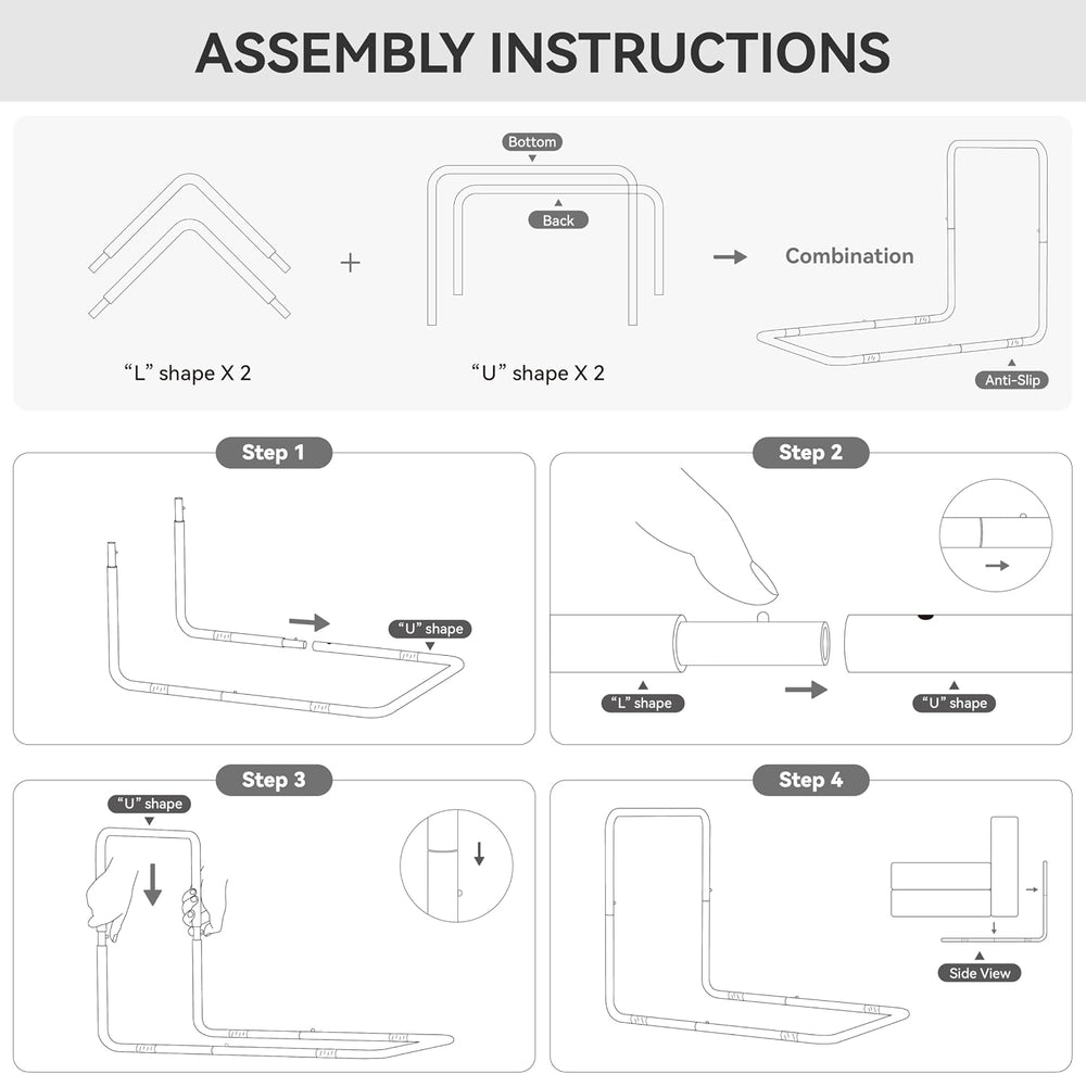 WOWMAX L-Shaped Metal Support Frame for Our Boho Floor Sofa, Freestanding Sof...