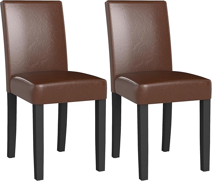 LSSPAID Dining Chairs Set of 2, Modern Stylish PU Leather Upholstered Parson ...