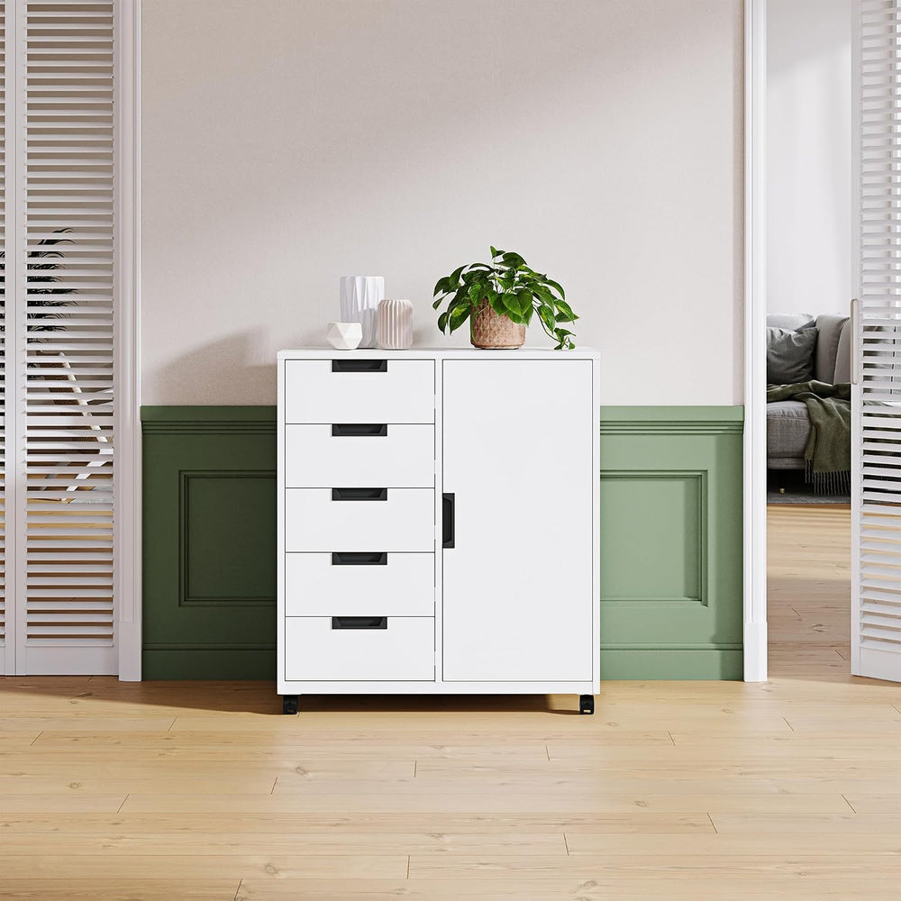 Letaya 5 Drawer Storage Cabinet, Mobile Printer Stand for Home Office,Dresser...