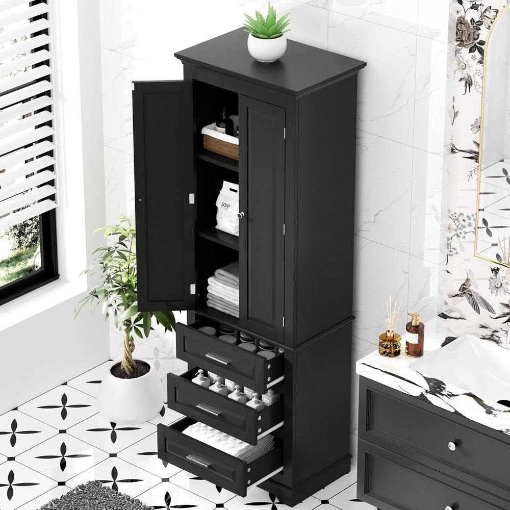 Merax 70" Pantry Cabinet with Two Doors & Three Drawer, Adjustable S...