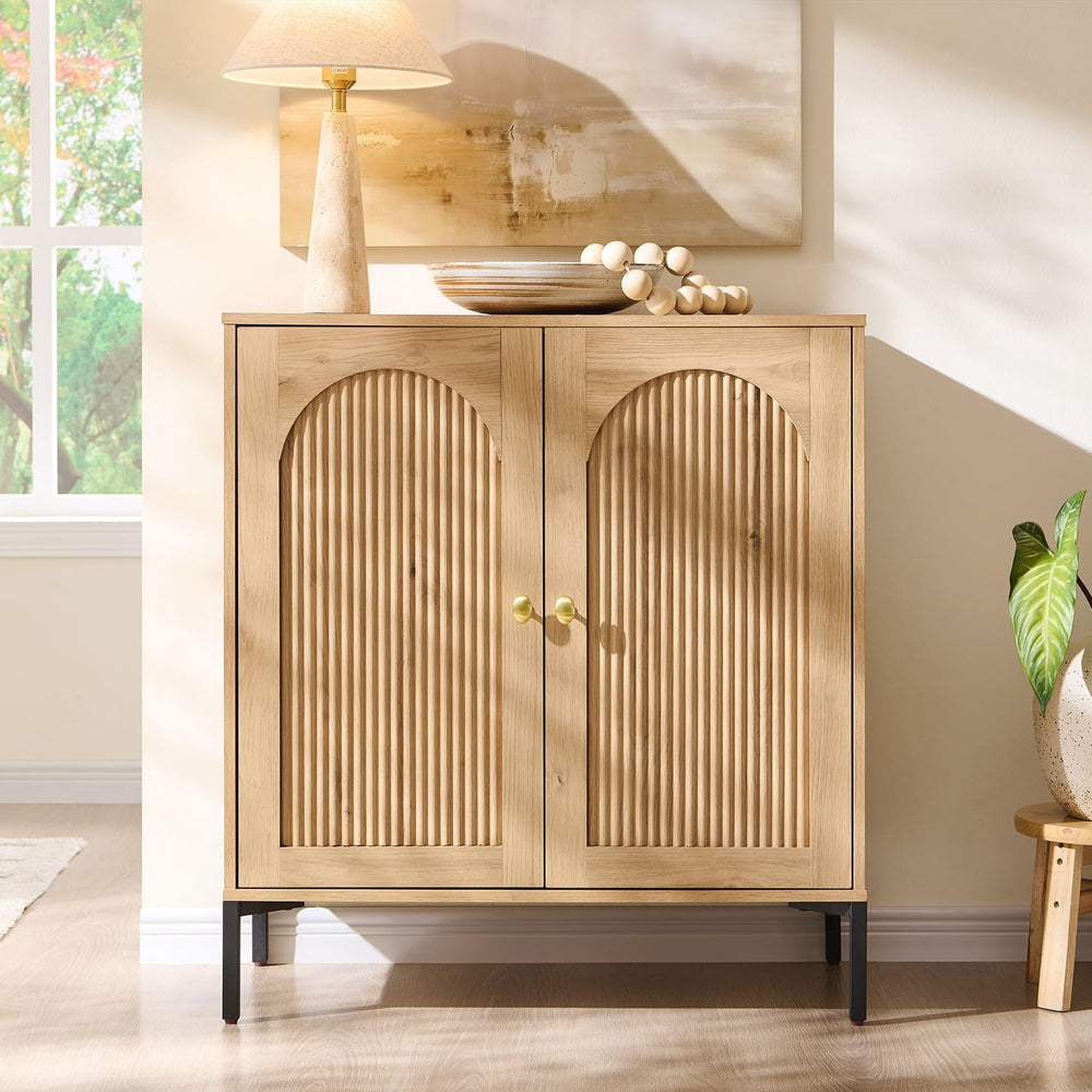 IFBUY Modern Sideboard Buffet Cabinet, 34" Tall Fluted Arched Buffet Cab...