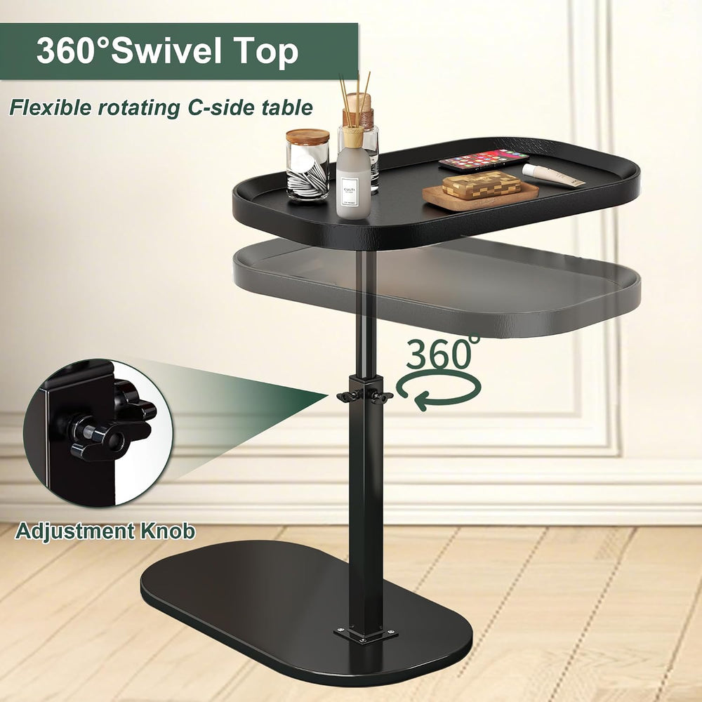 Adjustable Height C Shaped Side Table, Couch Tables That Slide Under, C Side ...