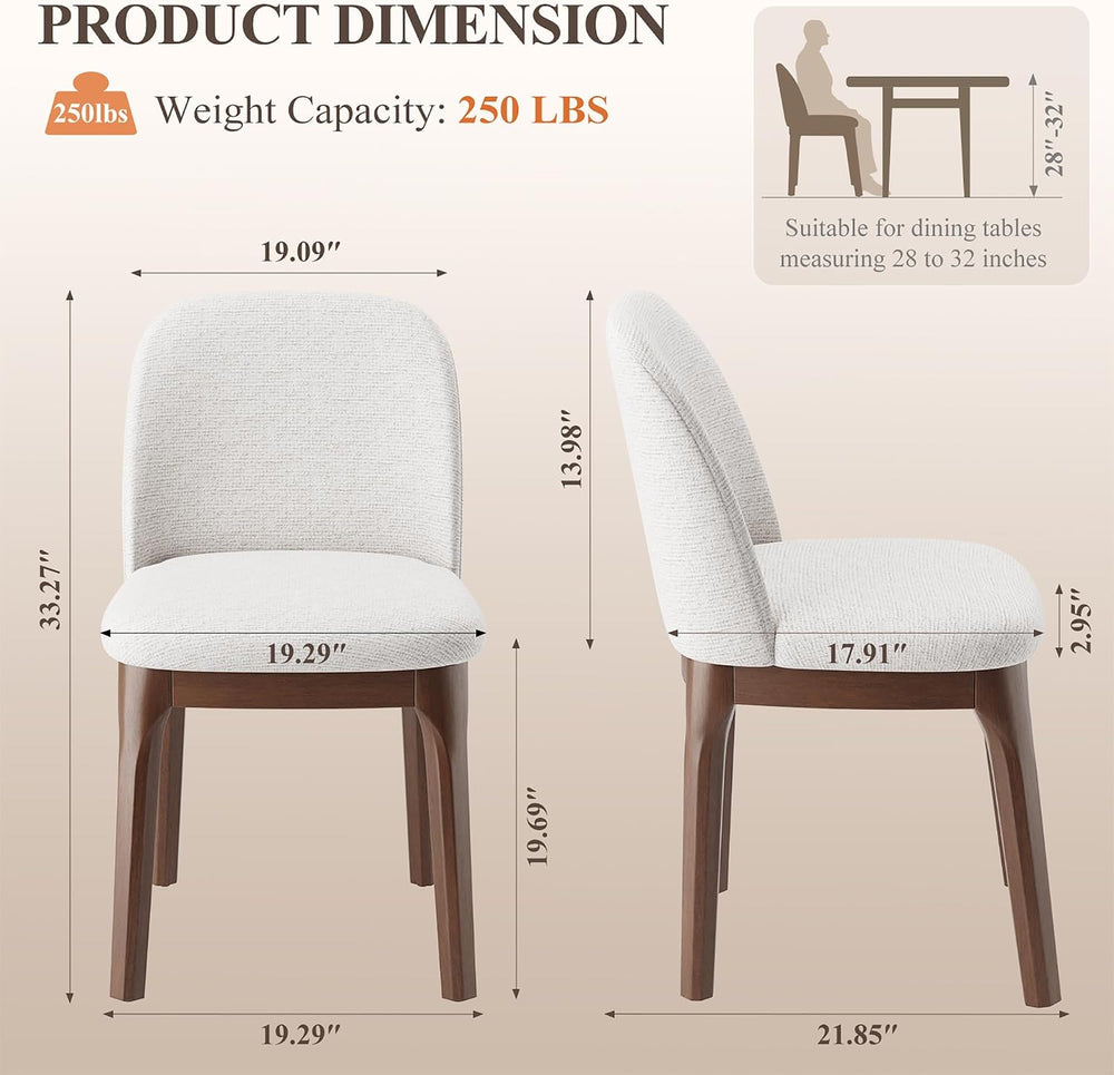 MALOL Wooden Dining Chairs Set of 2, Upholstered Kitchen & Dining Room Ch...
