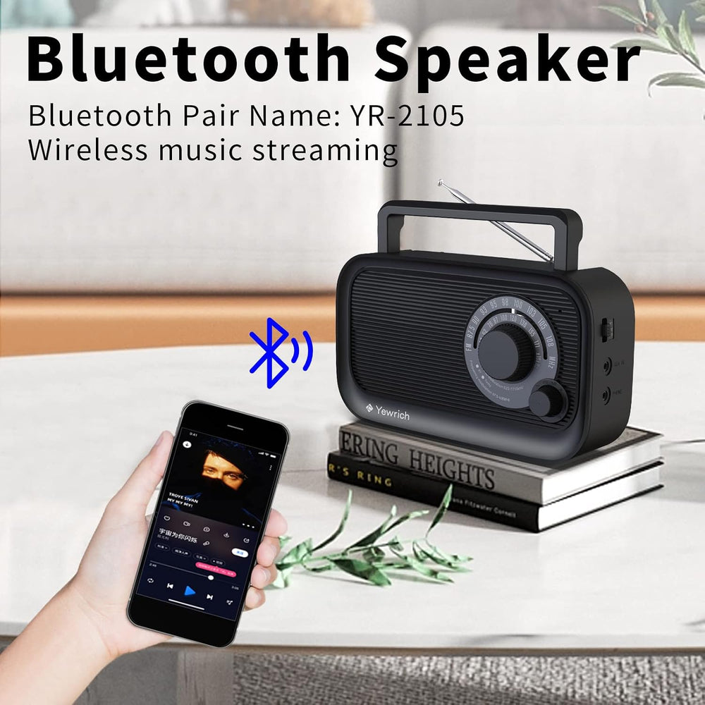 AM FM Radio with Bluetooth AC/DC Power with 3.5mm Headphone Jack