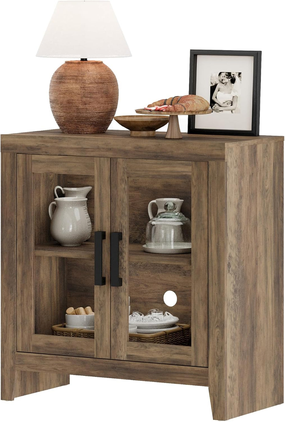 WAMPAT Buffet Cabinet with Storage, Kitchen Sideboard Cabinet with Glass Door...