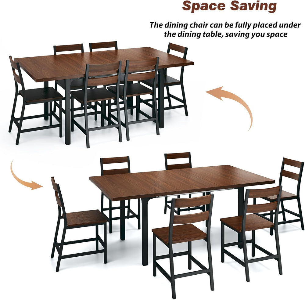 ALEXNUTRE 7-Piece Dining Table Set for 4-6, 63" Large Extendable Kitchen...