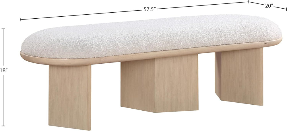 Meridian Furniture 22004Cream Wilshire Collection Art Deco Bench with Luxurio...