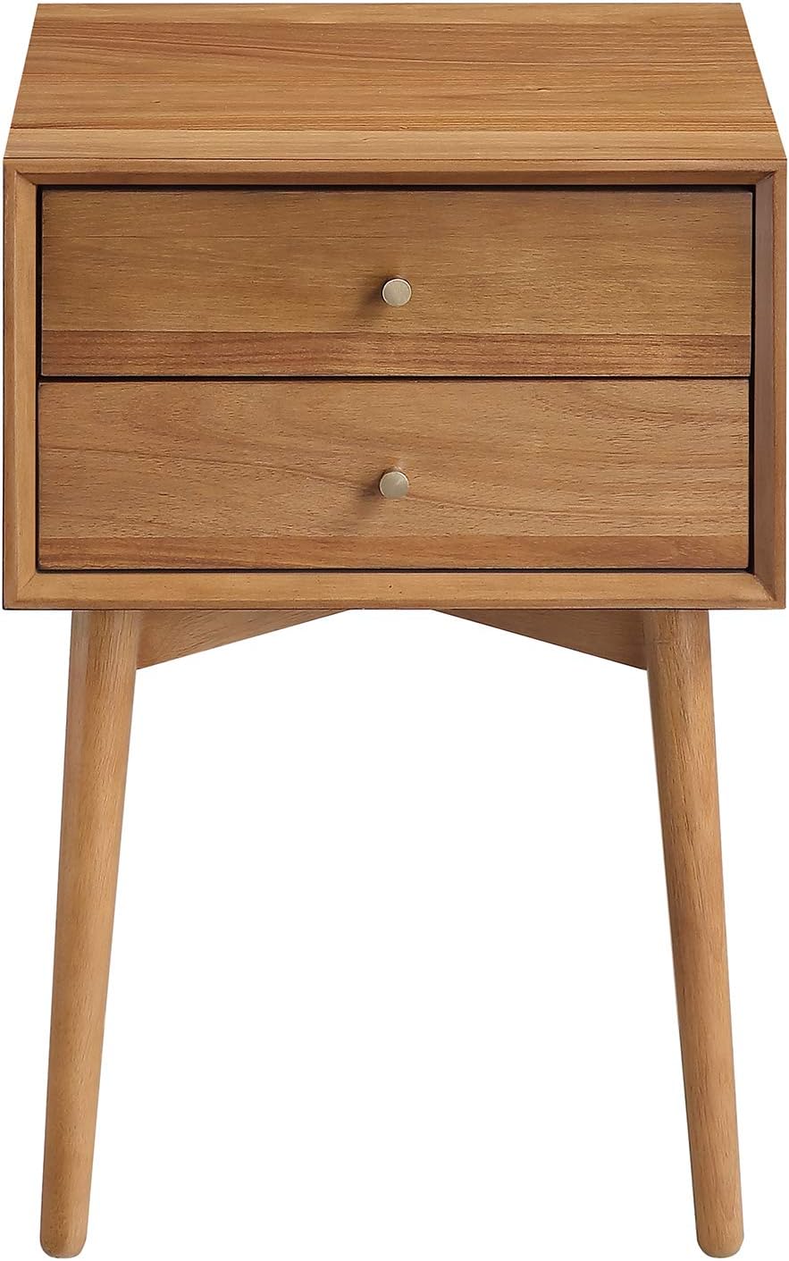 Nathan James 32704 Harper Mid-Century Oak Wood Nightstand with 2-Drawers, Sma...