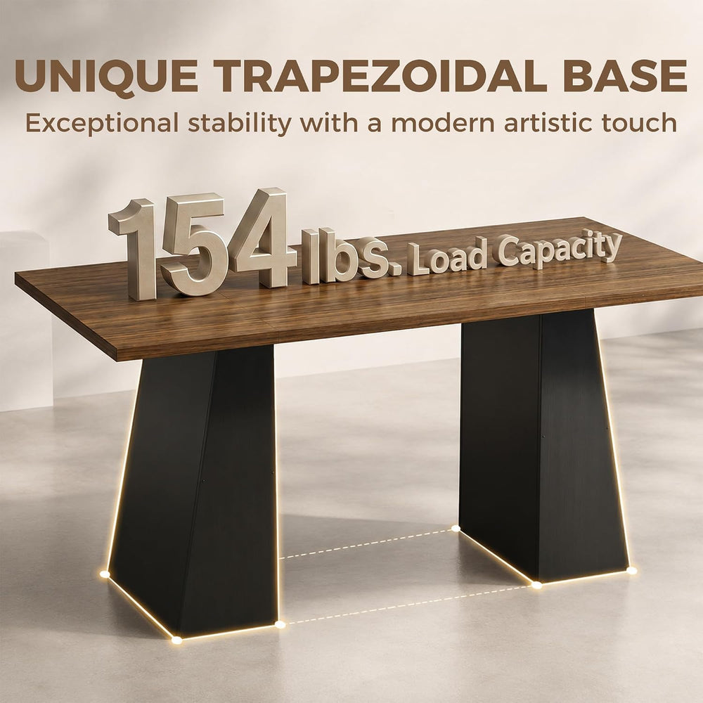 HOMCOM Modern Dining Table for 6, 63" Rectangle Kitchen Table with Trape...