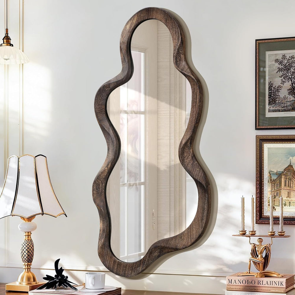 Asymmetrical Mirrors for Wall Unique Cloud Wood Frame Irregular Mirror