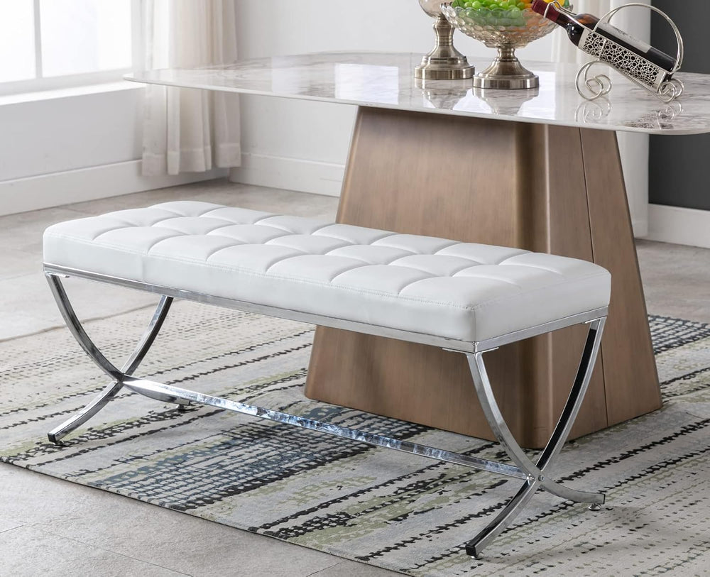 EALSON Modern Entryway Bench Leather Upholstered Dining Bench with Metal Base...