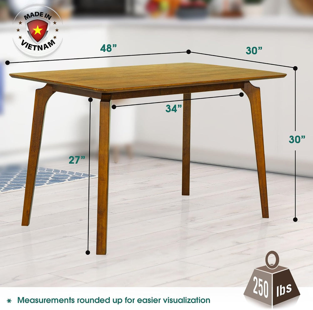 Acacia Verve 48" Solid Wood Dining Table for 4, Rectangular Acacia Wood ...