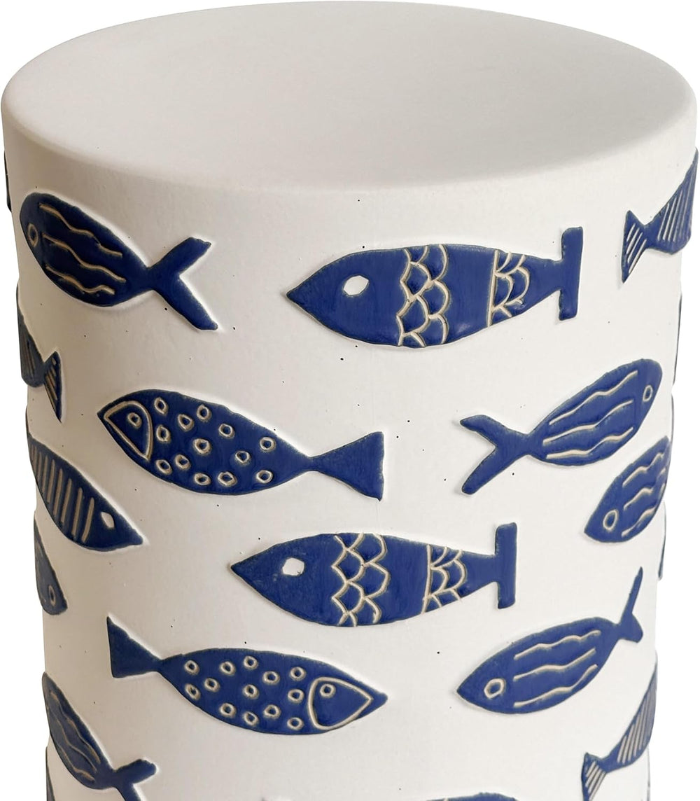 Tov Furniture Tempest Ceramic Table in Blue Fish
