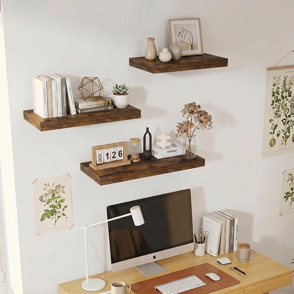 Vivelove Deep Floating Shelves 48x12” Set of 2, Rustic Brown
