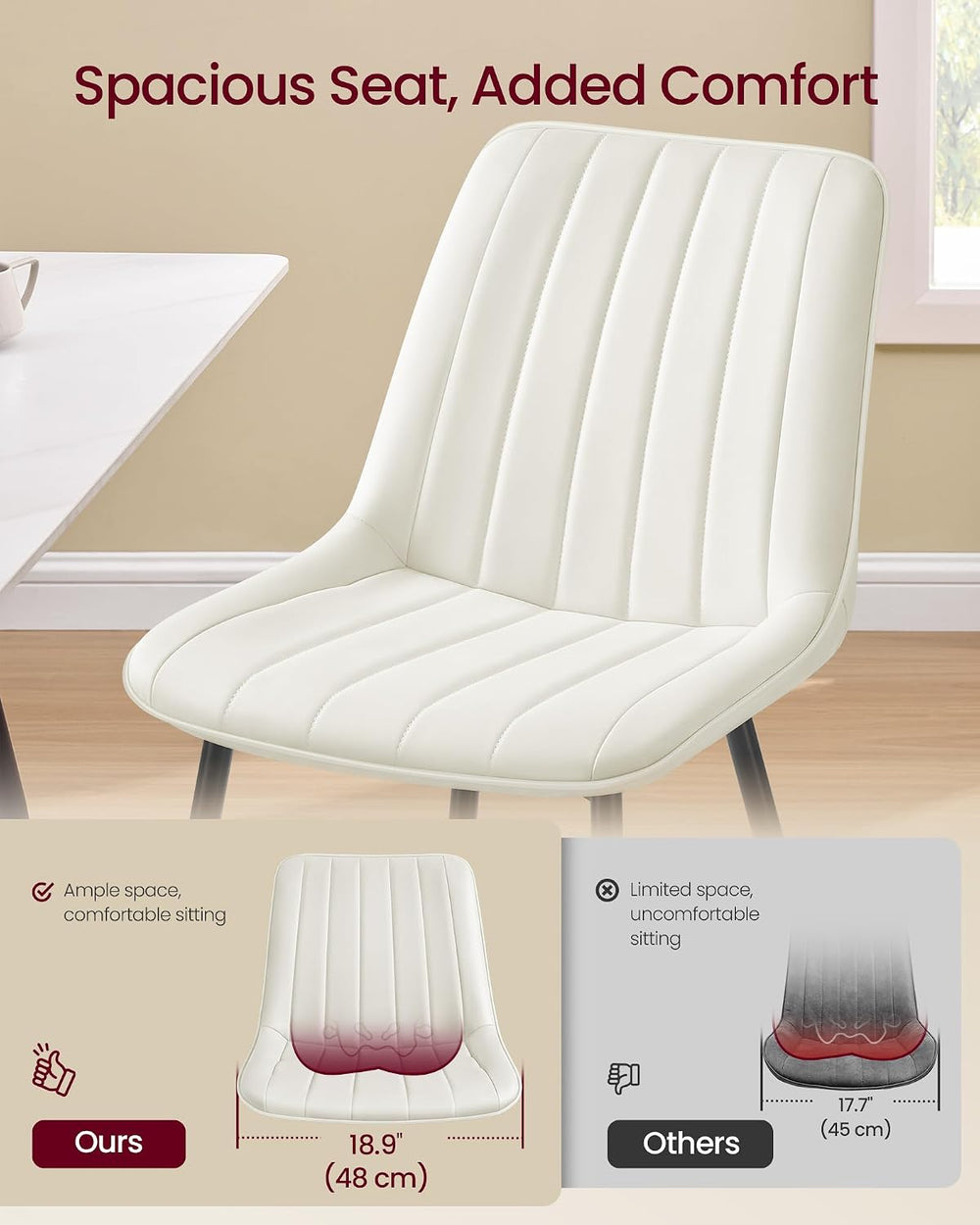 VASAGLE Dining Chairs Set of 4, Upholstered Kitchen Chairs, Synthetic Leather...
