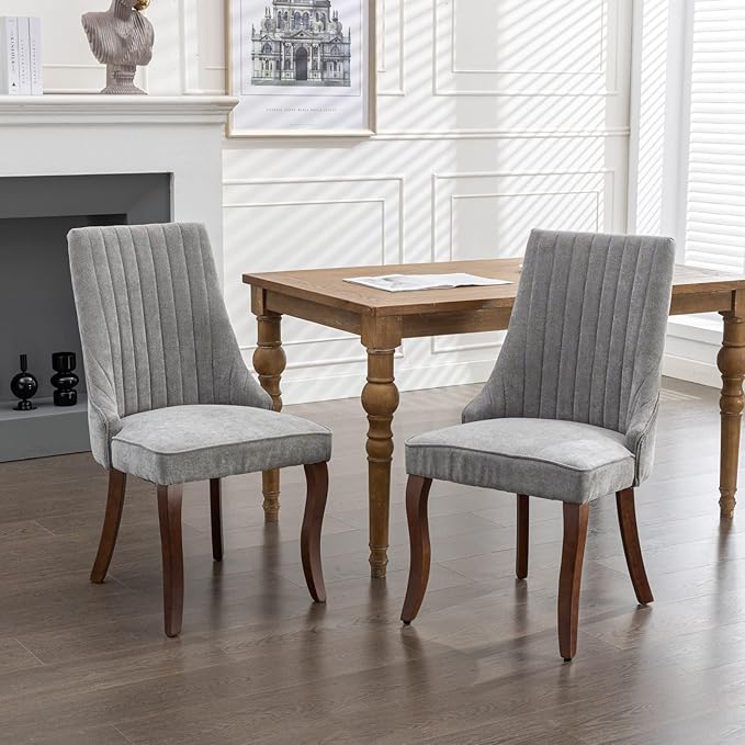 Dining Chairs Set of 2,Comfy Fabric Upholstered Accent Chairs for Kitchen Liv...