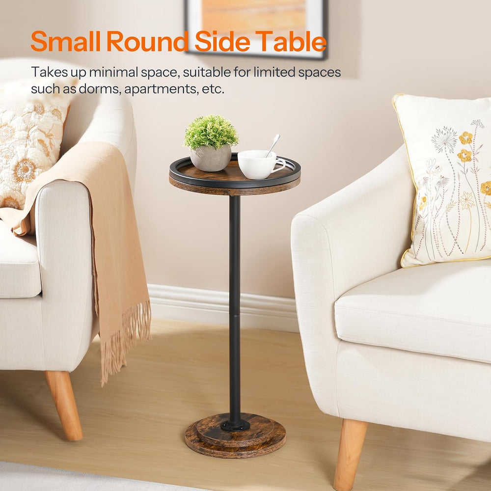 HOOBRO Small Round Side Table and Wall Mounted Wine Rack 3 Pack, Drink Table,...