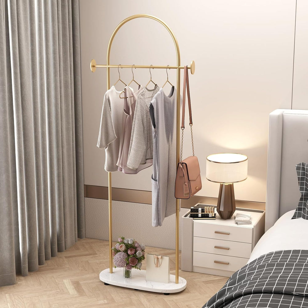 Gold Clothing Rack, Modern Clothes Rack with Shelf, Heavy Duty Freestanding C...