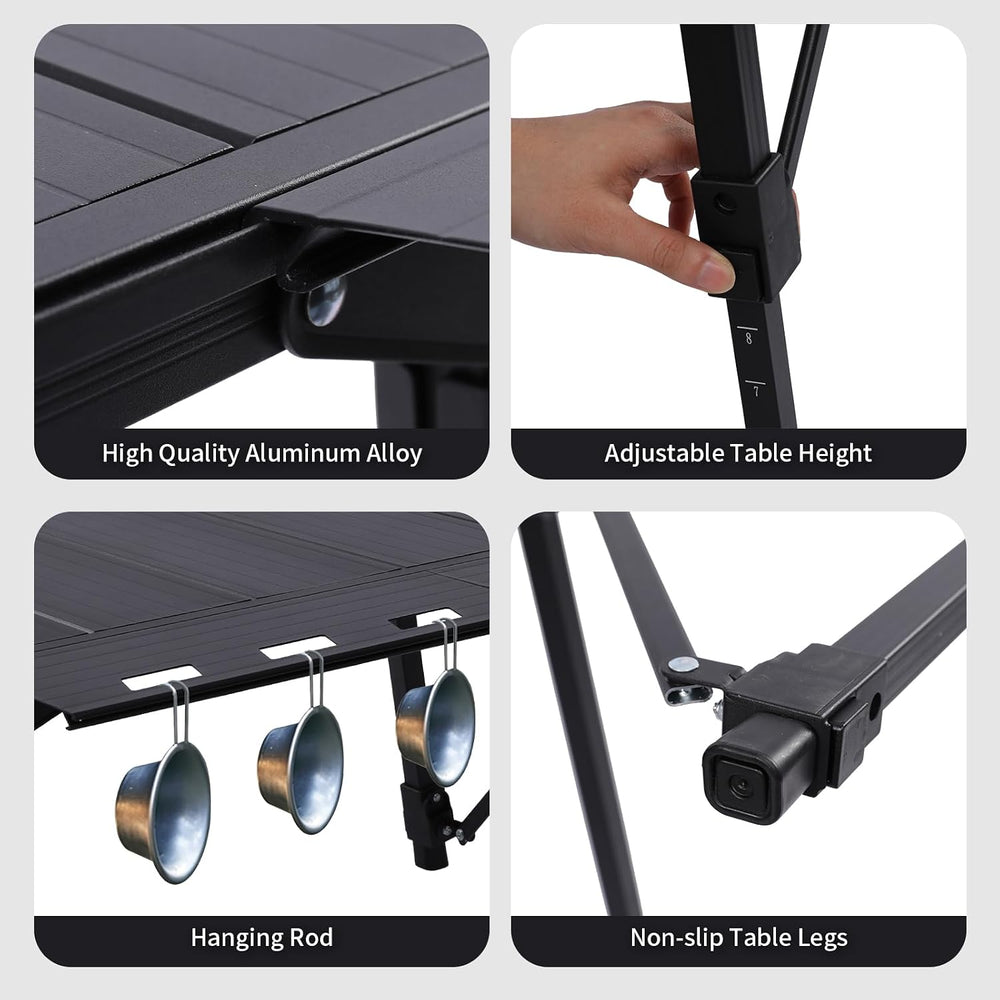 Aircity Folding Camping Table, Portable Aluminum Table, Adjustable Height | L...
