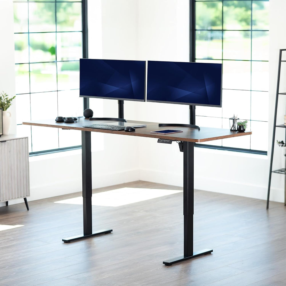 VIVO Electric Standing Desk, Smooth 3-Piece 83" x 30" Vintage Brown...