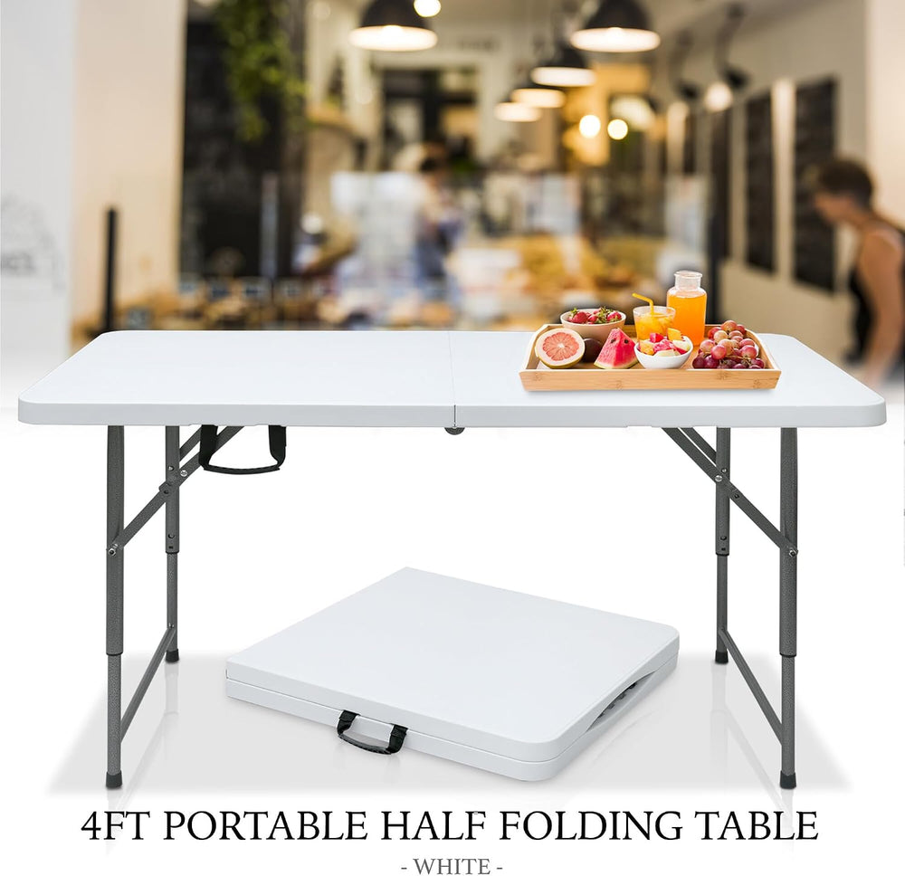 AJP Distributors 4 Foot Portable Plastic Folding Table 4FT 48" Half Fold...