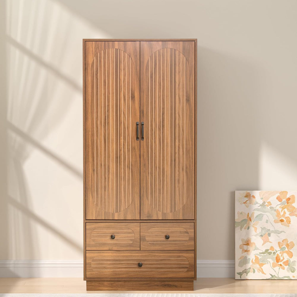 Jluomei Armoire Wardrobe Closet with Doors, Wardrobe Cabinet with 3 Drawers, ...