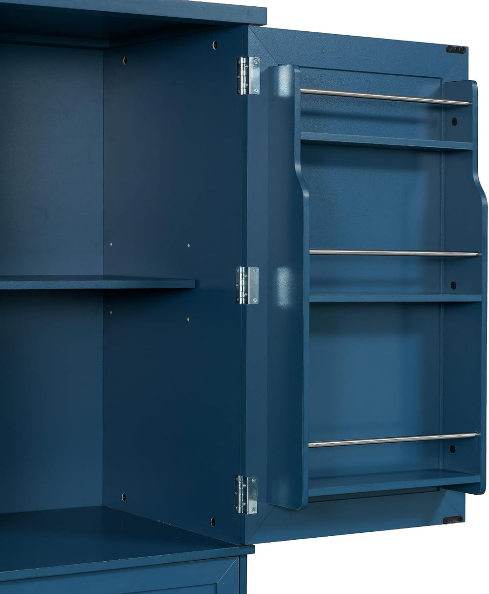 VilroCaz Freestanding 4 Doors Kitchen Pantry, Wood Kitchen Cupboard Storage C...