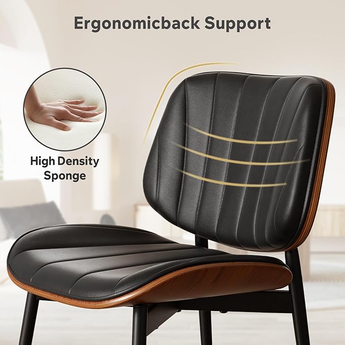 Dining Chairs Set of 2, Mid Century Modern Dining Room Chair, Upholstered Fau...