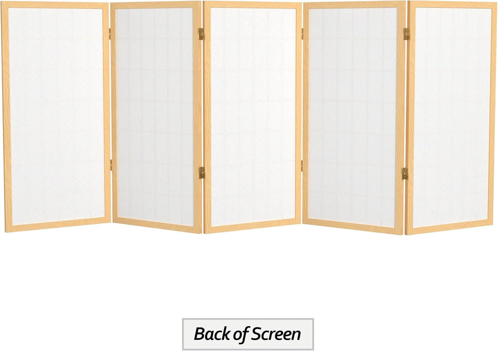 3 ft. Short Window Pane Shoji Screen - Natural - 5 Panels