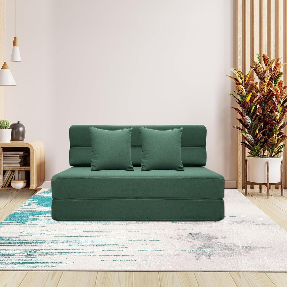 Folding Sofa Bed, Fold Out Couch Memory Foam Sleeper Chair with 2 Pillows | Q...
