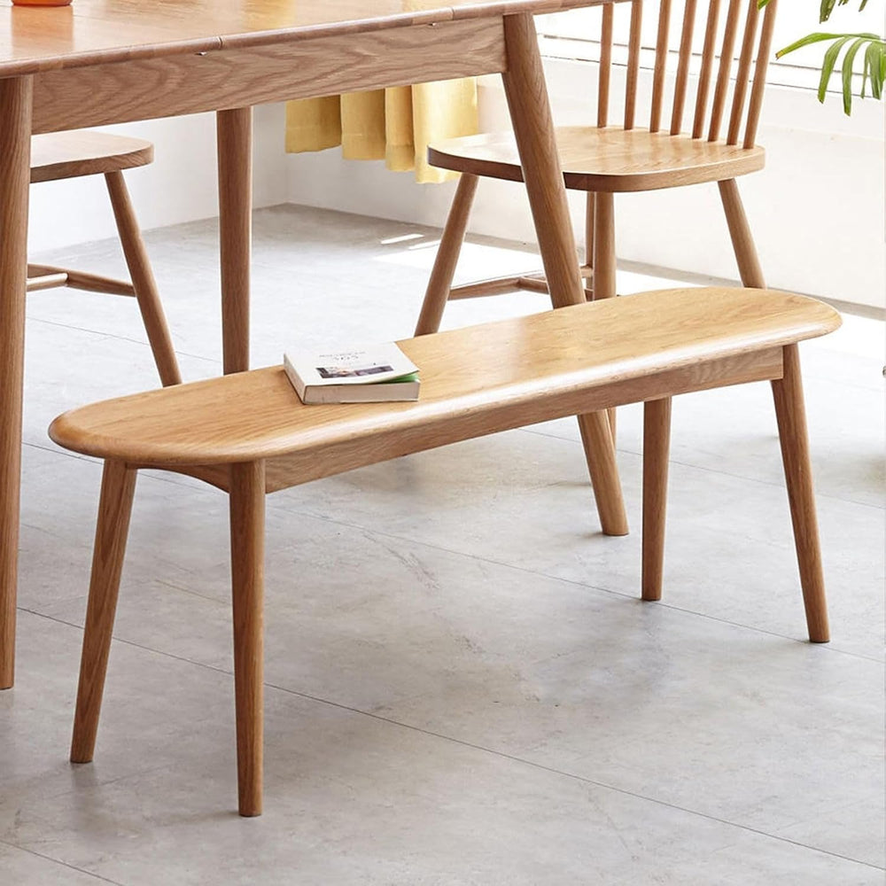 47'' 100% Solid Oak Wood Dining Bench,Rounded Corner Baguette Shape C...